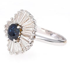 Vintage Ballerina Ring 1950s Sapphire and Diamonds Yellow Gold 18K And  Rhodium