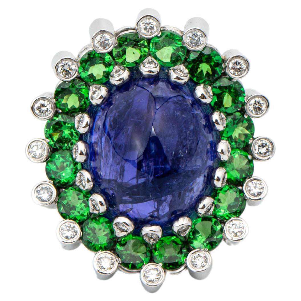 "Costis" Ballerina Ring with 46.46 carats Tanzanite, Tsavorites and Diamonds For Sale