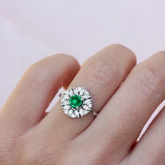 Ballerina Round Cut Emerald Unique Art Deco Engagement Ring, Harper
