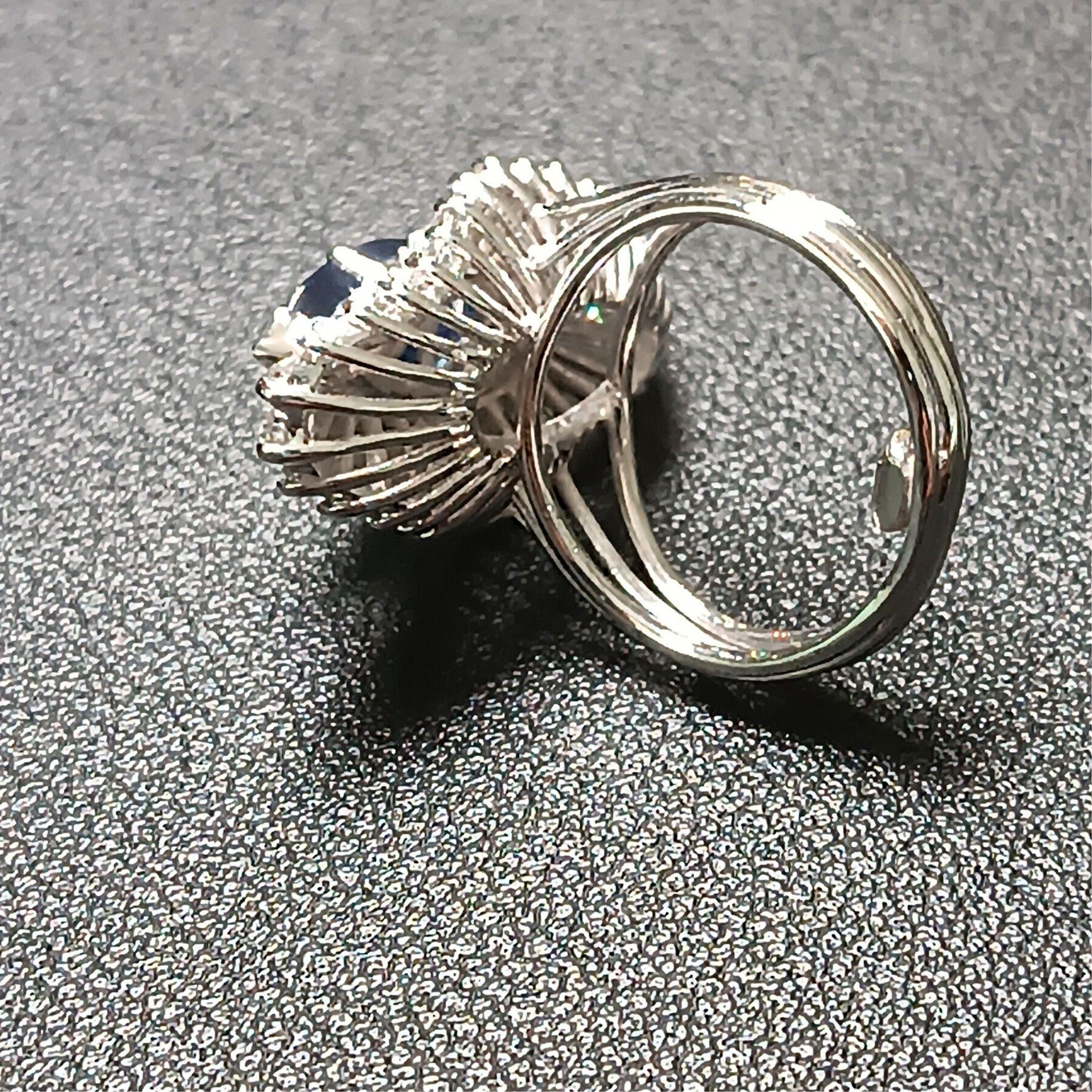 Ballerina Zaffiro  Anello con diamante - Zaffiro naturale marquise blu reale da 3,65 carati in vendita 5