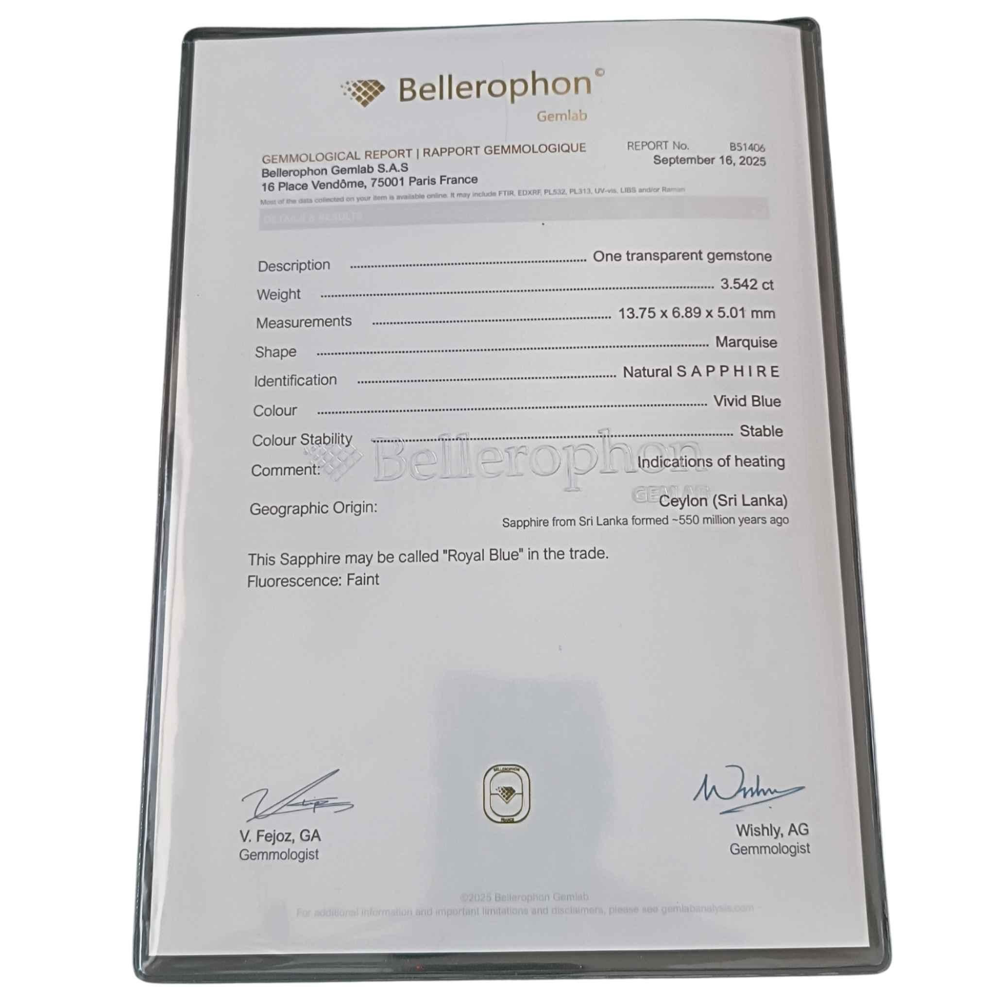 Ballerina Zaffiro  Anello con diamante - Zaffiro naturale marquise blu reale da 3,65 carati in vendita 7