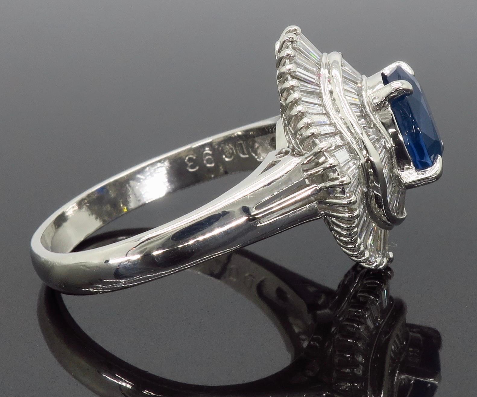 Ballerina Style Blue Sapphire and Diamond Cocktail Ring in Platinum 1
