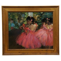 Bailarinas en rosa Bailarinas impresionistas Pintura al óleo After Edgar Degas 30" (30 cm)