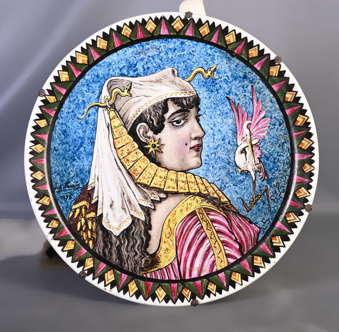 BALLEROY & Co., Joseph Albert PONSIN, Pair of Plates Adorned with Portraits For Sale 2