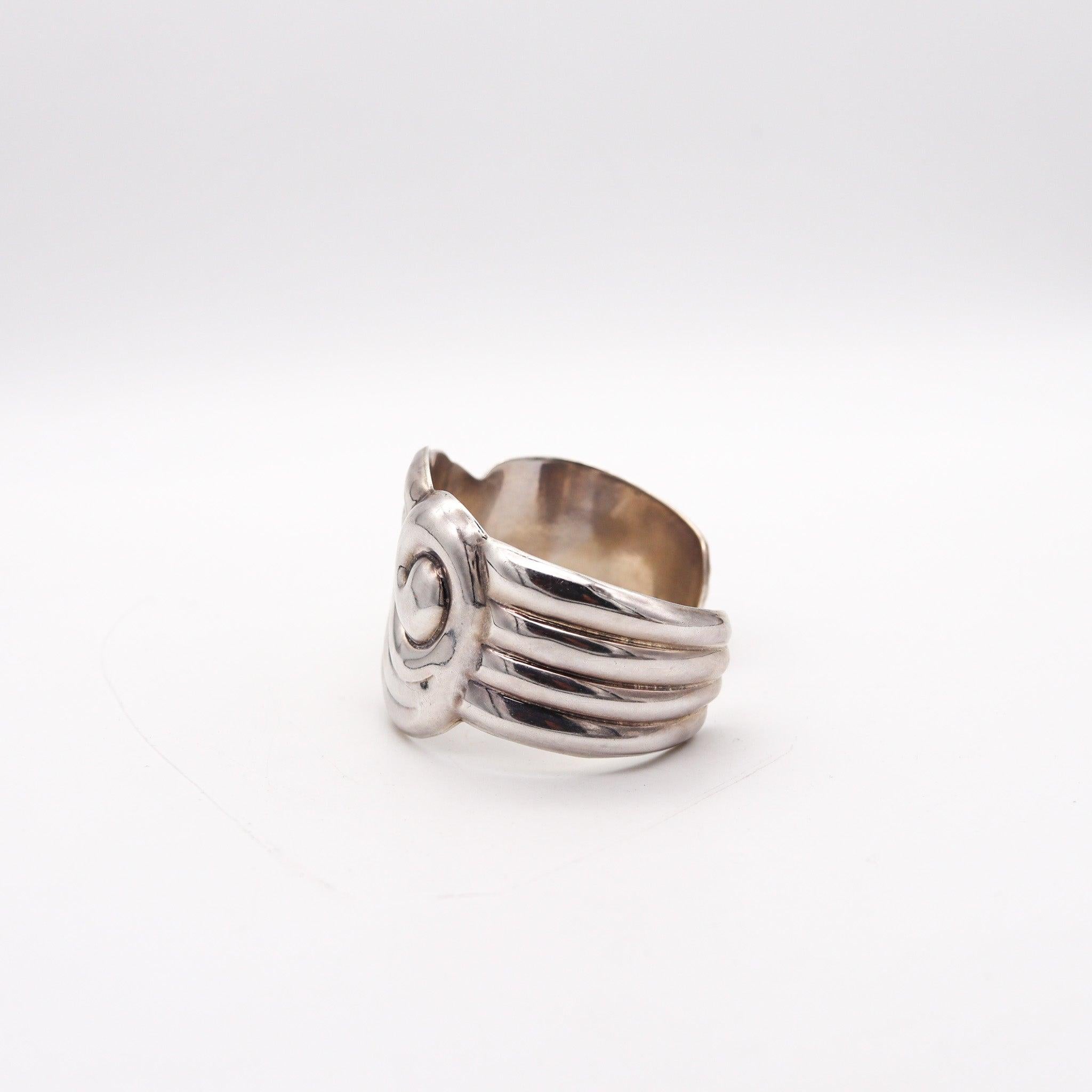 BALLESTEROS 1970 Modernist Cuff Bracelet In Solid .925 Sterling Silver 3