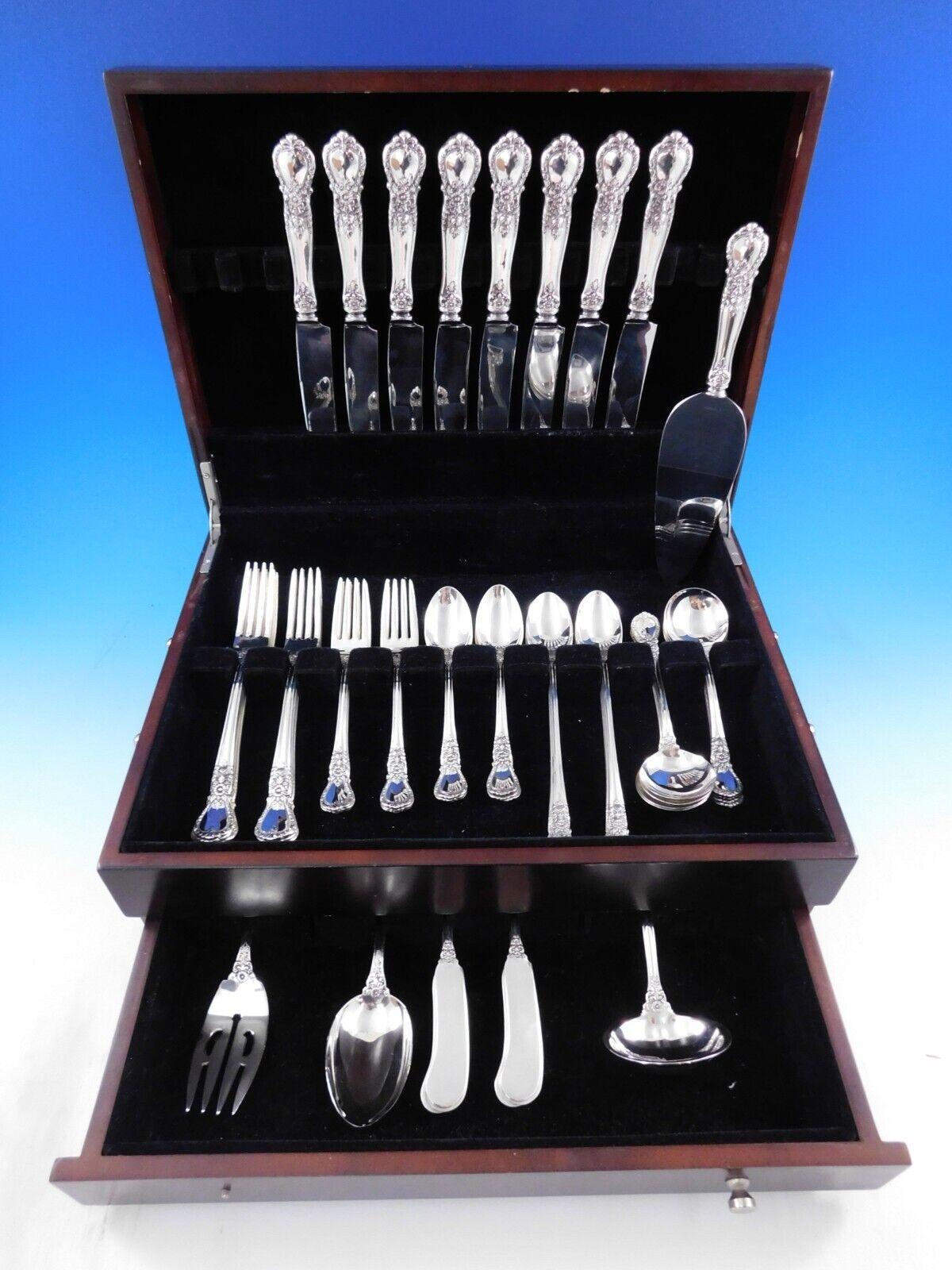 Set di posate in argento sterling Weidlich del 1935 circa, 60 pezzi. Questo set comprende:

8 coltelli da pranzo, 9 1/2