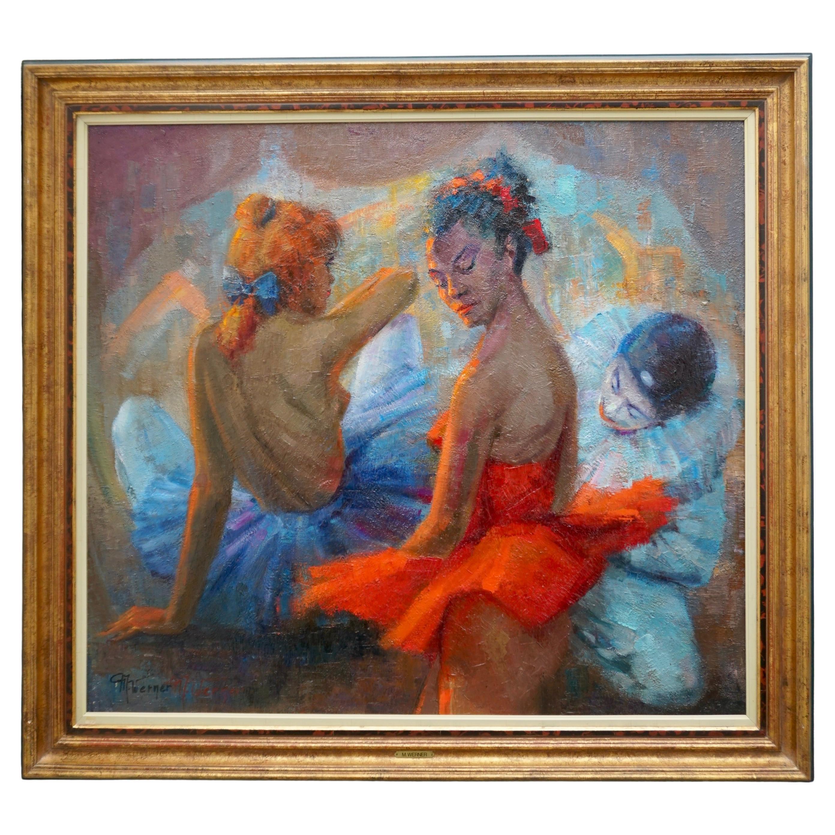 Ballet Dancers, Painting, Oil on Canvas For Sale