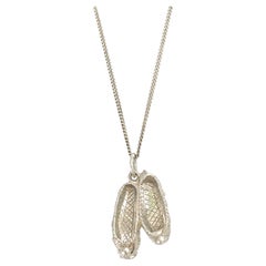 Ballet Dancing Shoes Silver Charm Pendant