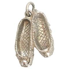 Vintage Ballet Dancing Shoes Silver Charm Pendant