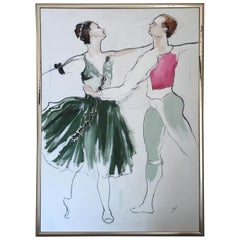 Vintage Impressionist Ballet Painting Large Scale