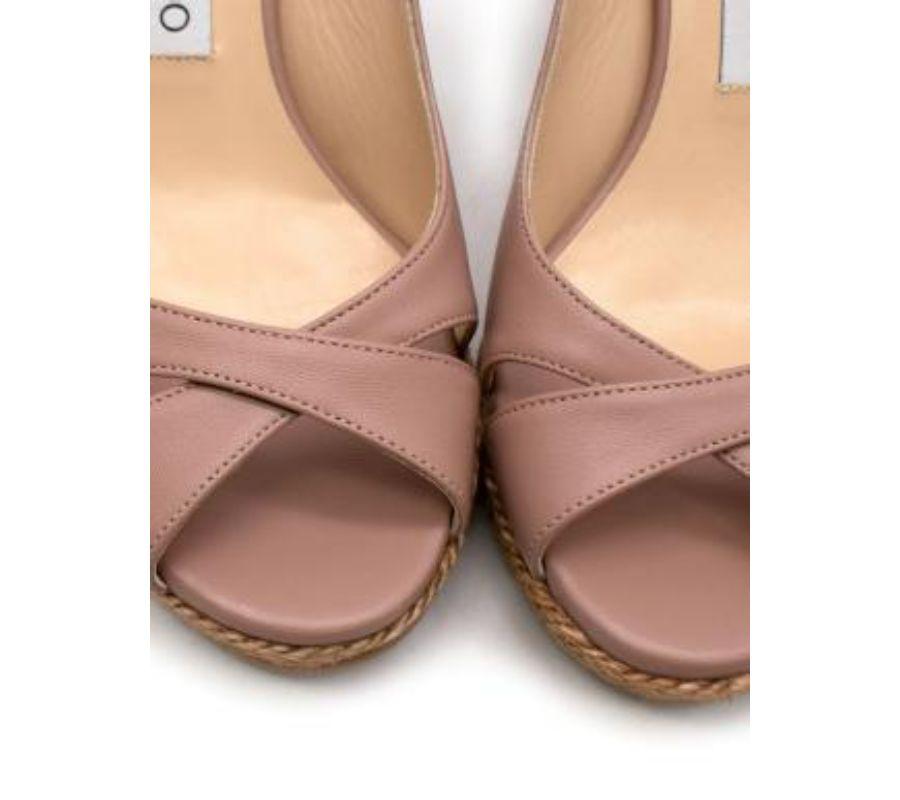 Ballet-pink leather Amely wedge heeled pumps For Sale 1