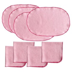 Retro Ballet Pink Linen Crocheted Placemat and Napkin Table Setting - Set of 4