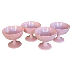 Ballet Pink Opaline Champagne Coupe Portieux Vallervysthal Glasses - Set of 4