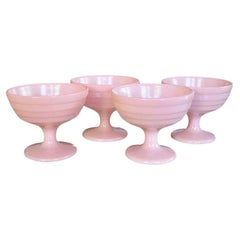 Ballet Pink Opaline Champagne Coupe or Sherbet Ice Cream Glasses - Set of 4