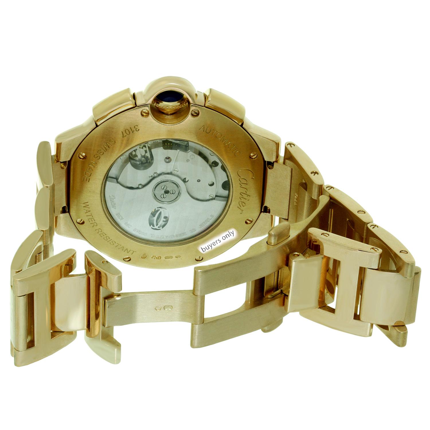 Ballon Bleu de Cartier Automatic Chronograph Extra Large Yellow Gold Watch 3107 In Excellent Condition In New York, NY