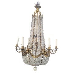Balloon Chandelier / Beaded Bag H105cm, Bronze And Crystal, Early 20th Century