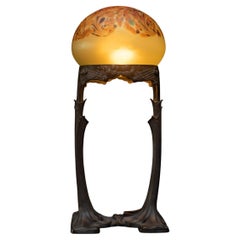 Used Secessionist Bronze & Balloon-Glass Table Lamp by Gustav Gurschner, Johann Loetz