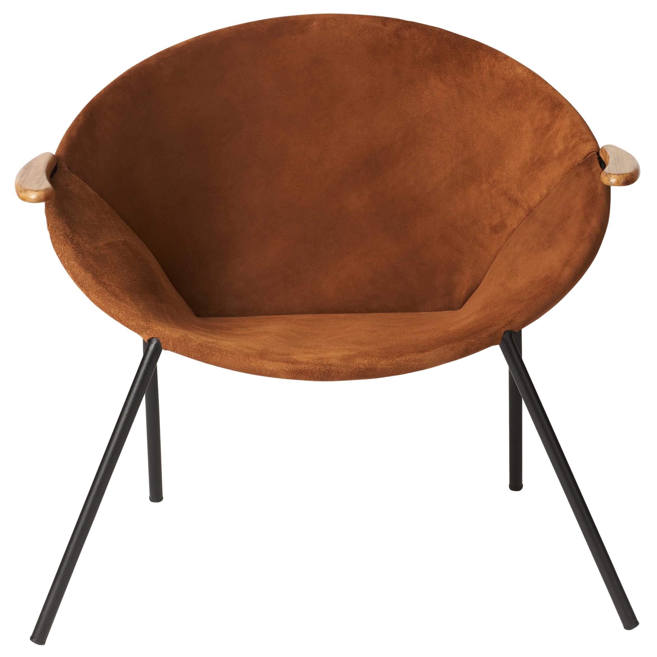 Balloon Lounge Chair in Brown Nubuck Leather by Hans Olsen for Warm Nordic For Sale