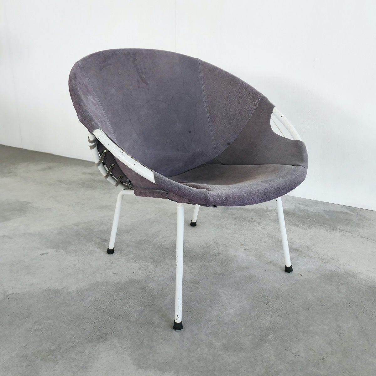 Hand-Crafted Balloon Lounge Chair in Suede, 1960s For Sale