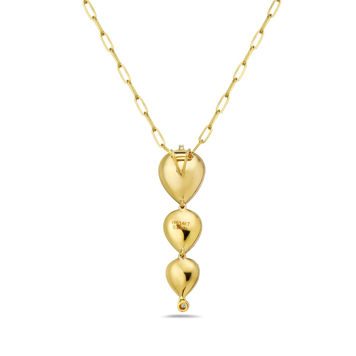Mixed Cut Balloon Shaped Connected Pendant with Pave Diamonds Made in 14k Yellow Gold For Sale