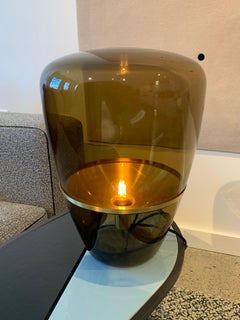 Balloon Small Floor Lamp by Brokis en verre Brown fumé et surface en laiton