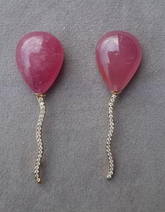 Pendientes de oro amarillo de 14 quilates con diamantes de rubí 15x20 en forma de pera estilo globo