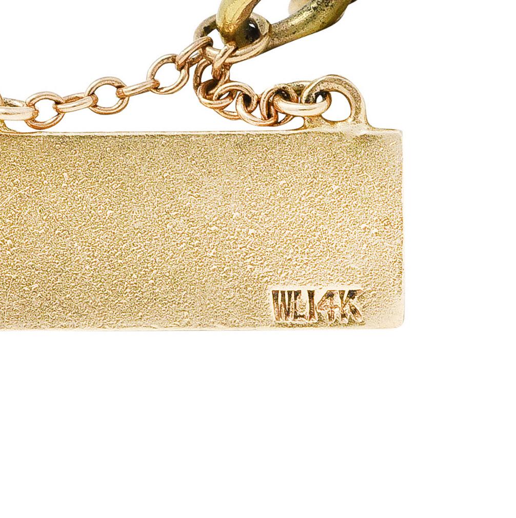 Contemporary Ballou & Co. Inc. Antique Enamel Two-Tone Gold Charm Bracelet
