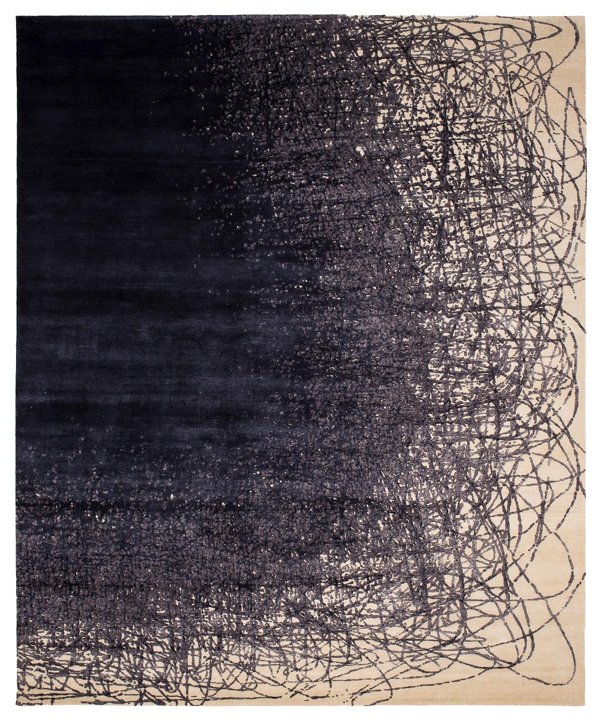 Hand knotted, 100 knots, wool/silk/nettle.