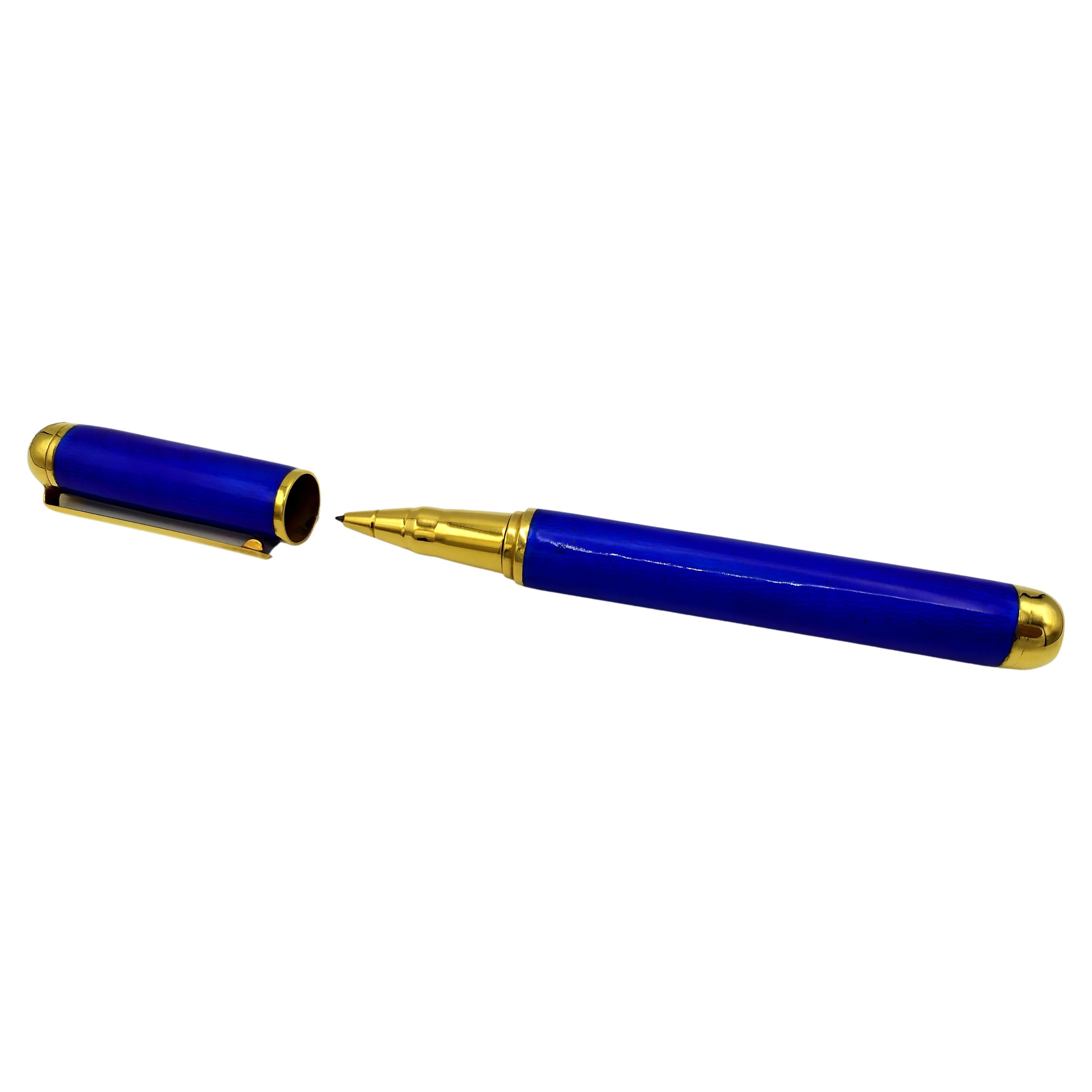 Kugelschreiber Modern Contemporary Style Blau Emaille Sterling Silber Salimbeni