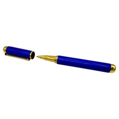 Vintage Ballpoint Pen Modern Contemporary Style Blue Enamel Sterling Silver Salimbeni