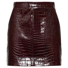 Bally Astara Bleistift-Miniskirt aus Leder mit Krokodilprägung