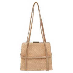Borsa a tracolla Bally beige in pelle e camoscio con cornice in metallo