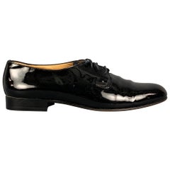 BALLY Bice Größe 8 Schwarze Lackleder-Schuhe mit Schnürung aus Lackleder