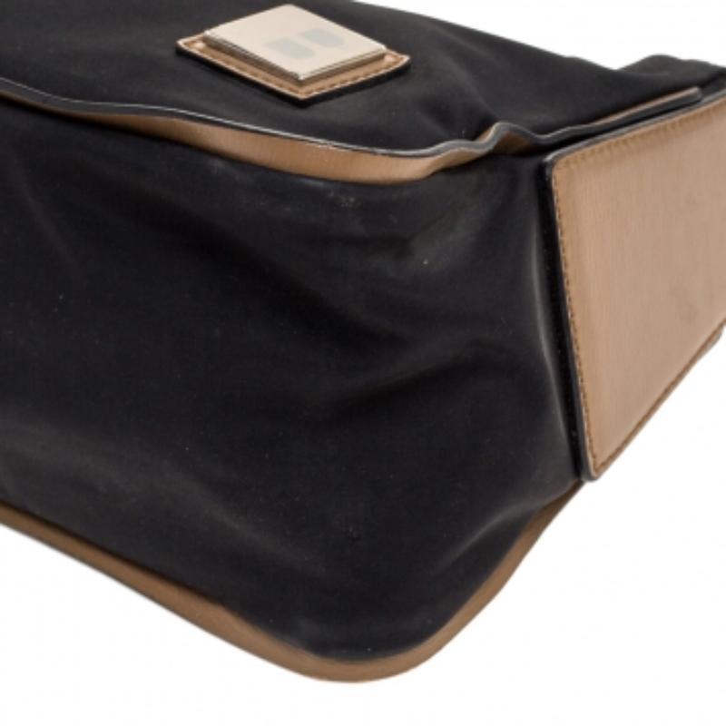 Donna Borsa Baguette in nylon e pelle Bally nero/beige in vendita