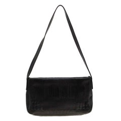 Bally Black Branchville Embossed Leather Shoulder Bag