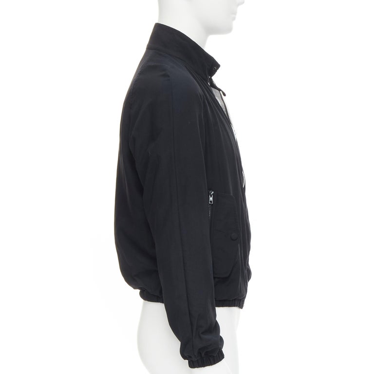 BALLY black corduroy collar grey soft jersey lined bomber jacket S In Excellent Condition For Sale In Hong Kong, NT