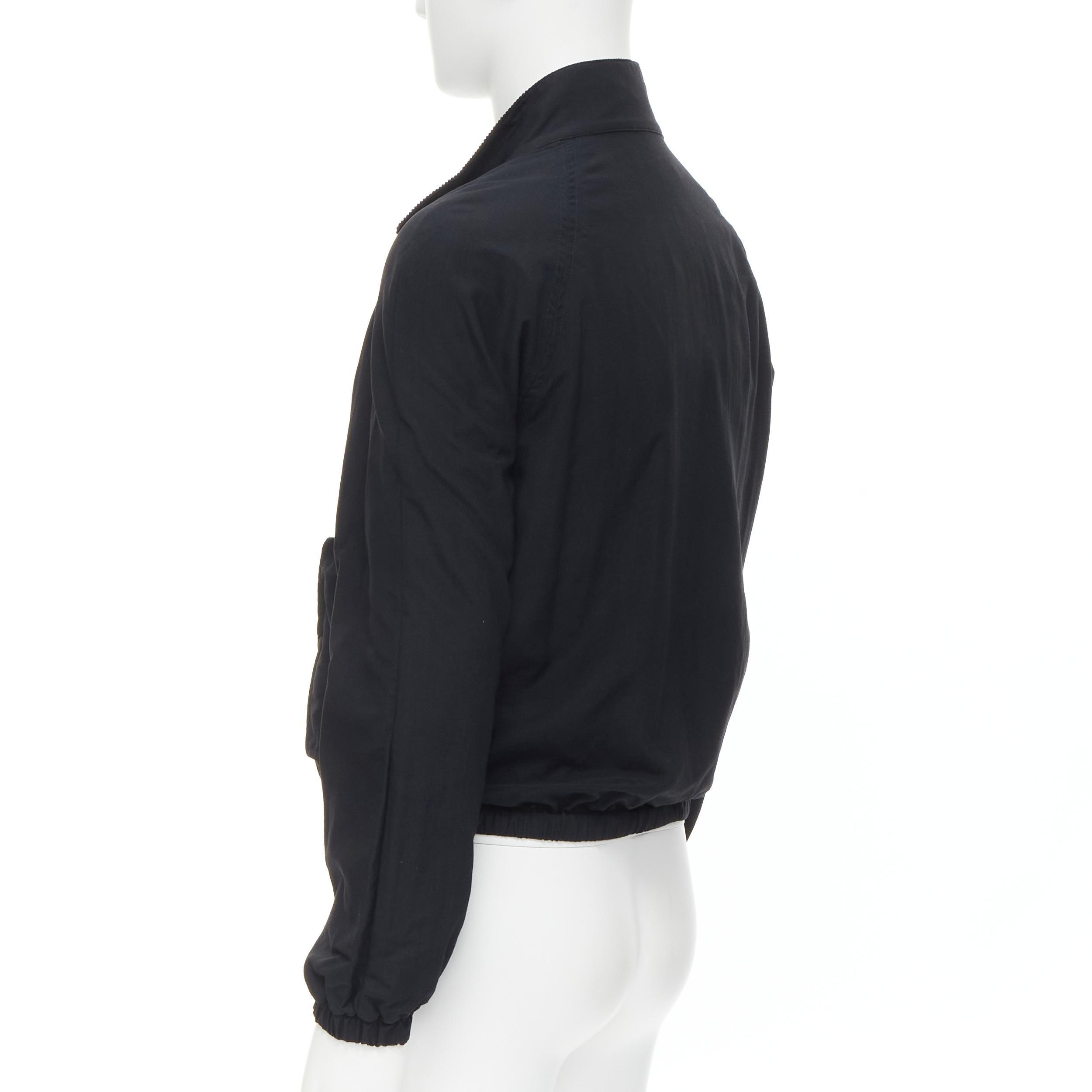 BALLY black corduroy collar grey soft jersey lined bomber jacket S 1