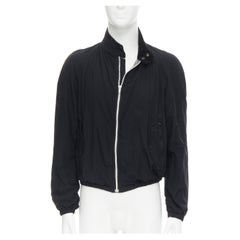 BALLY black corduroy collar grey soft jersey lined bomber jacket S