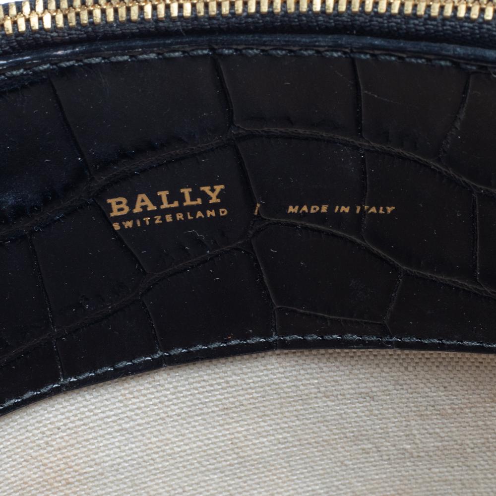 Bally Black Croc Embossed Leather Cecycle Crossbody Bag 4