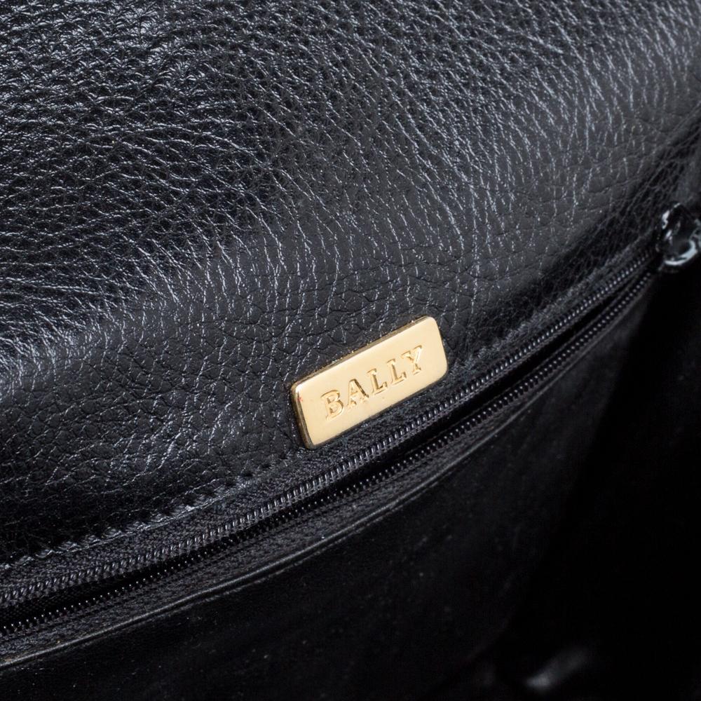 Bally Black Croc Embossed Leather Vintage Flap Shoulder Bag 4