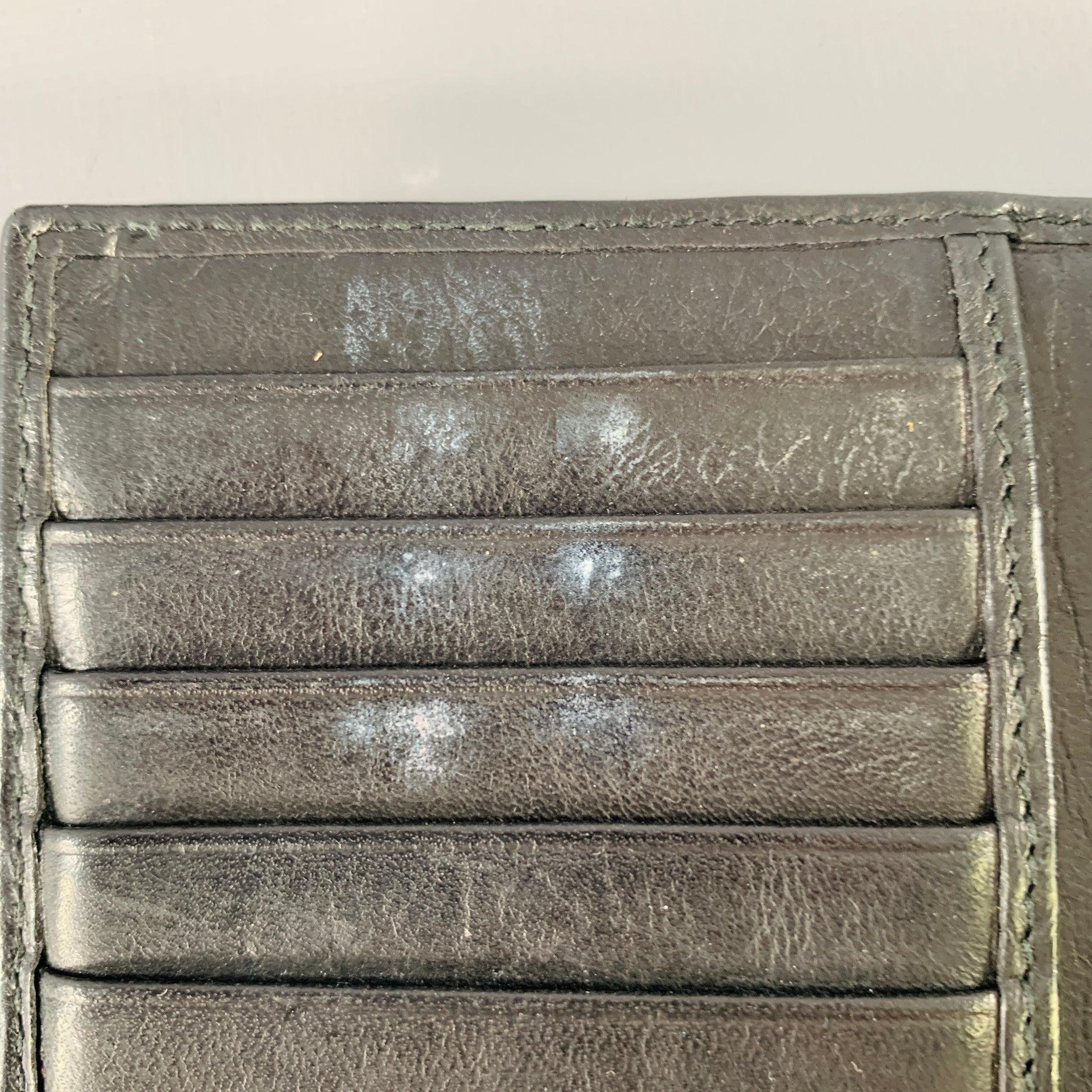 BALLY Black Grey Stripe Leather Wallet For Sale 1