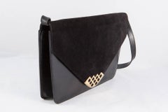 Bally Schwarze Umhängetasche aus Leder und Wildleder