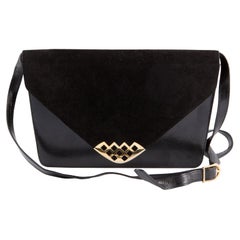 Bally Schwarze Umhängetasche aus Leder und Wildleder