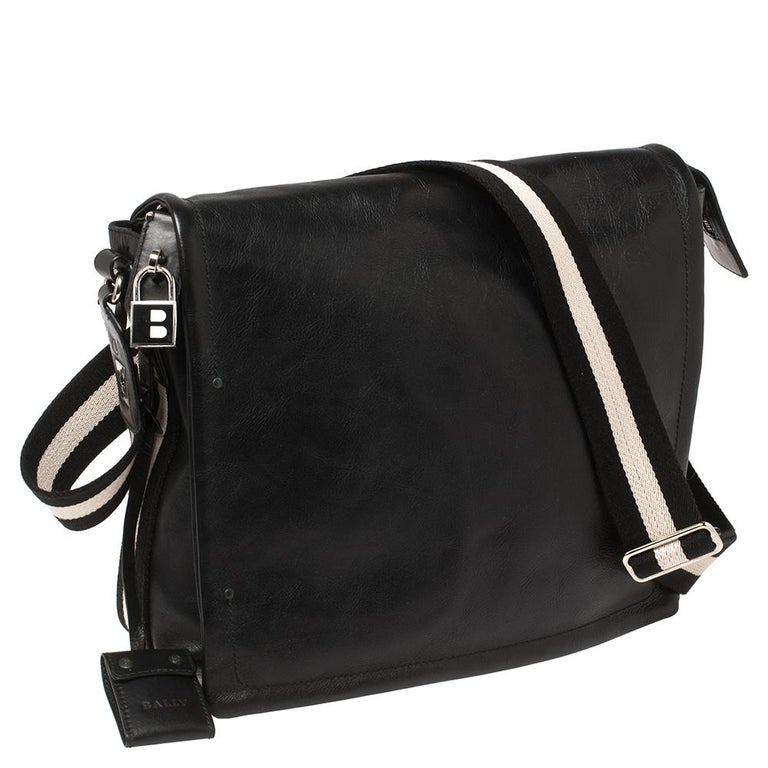 Bally Black Leather Crossbody Messenger Bag at 1stDibs | bally sling bag