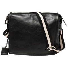 Bally - Sac de messager en cuir noir