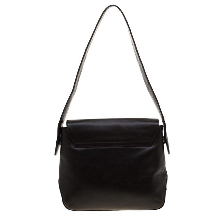 Bally Black Leather Flap Shoulder Bag For Sale at 1stDibs