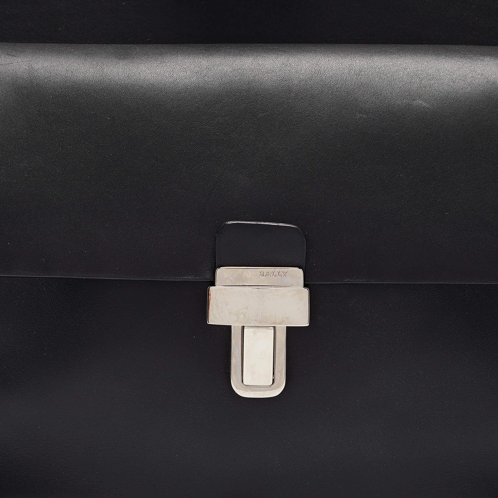 Bally Black Leather Front Pocket Briefcase Bag 1