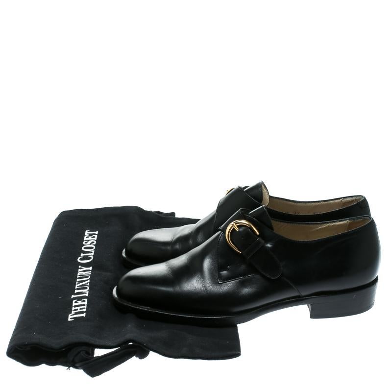 Bally Black Leather Monk Strap Flats Size 37 3