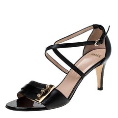Bally Black Leather Open Toe Ankle Strap Sandals Size 38