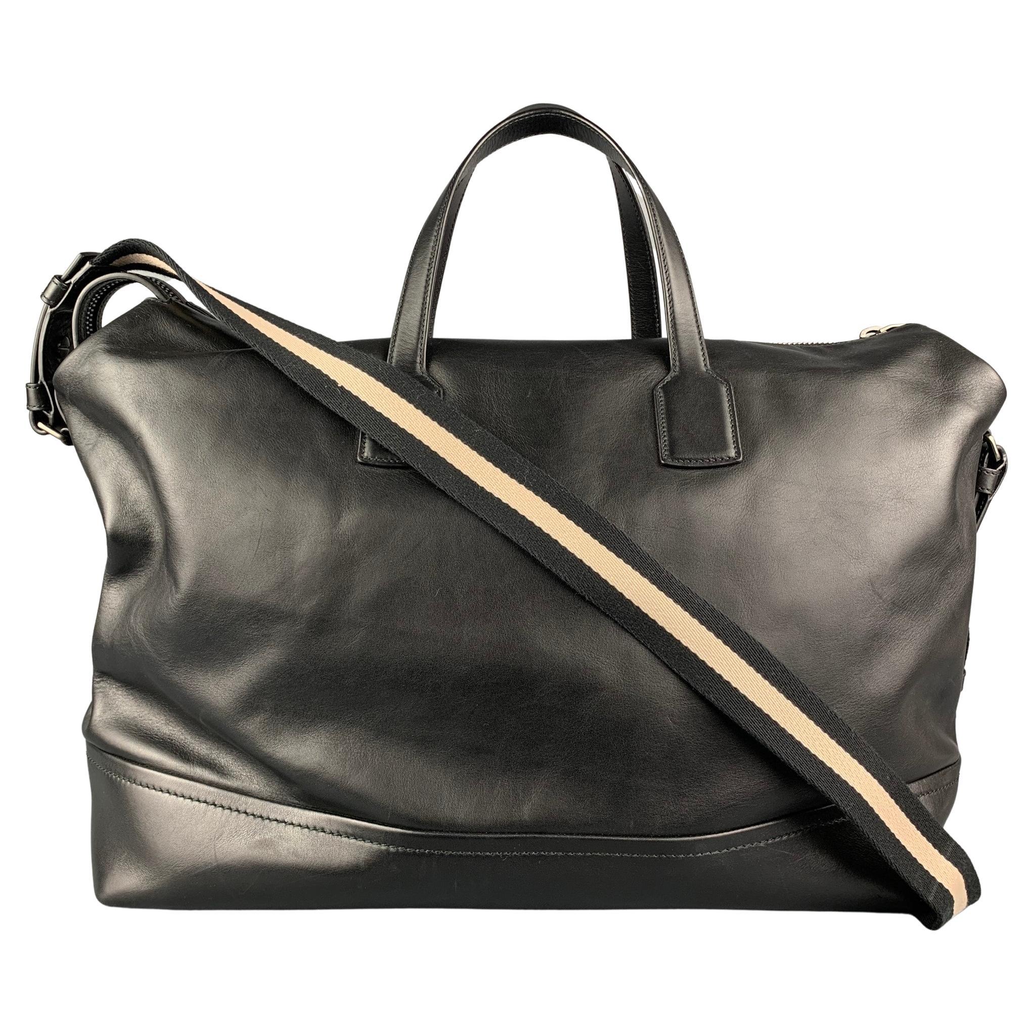 BALLY Black Leather Rectangle Duffle Bag